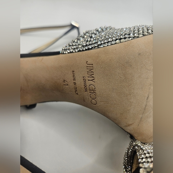 JIMMY CHOO Naria 115mm Crystal-Embellished Sandals SZ 11 - Picture 7 of 8